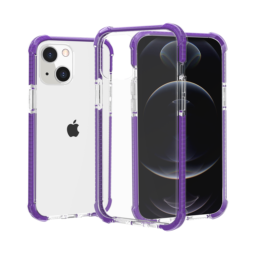 for iphone 15 acrylic tough 2.5mm transparent shockproof hybrid case cover purple