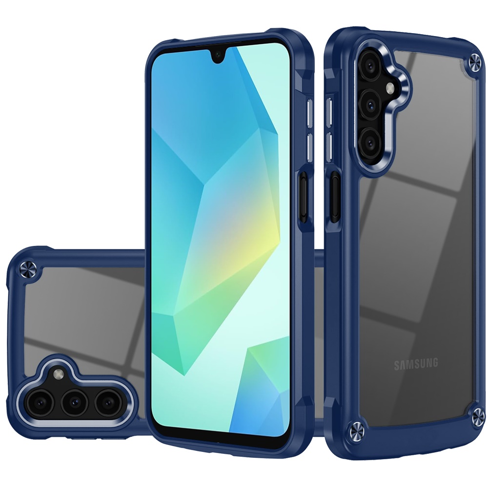 for samsung a16 5g ultimate casex transparent hybrid case with metal buttons and camera edges blue