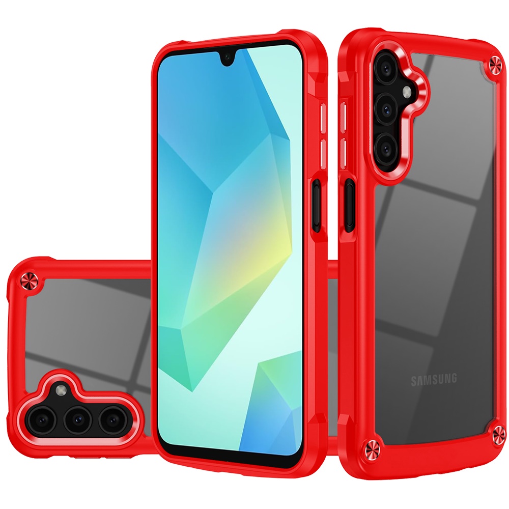 for samsung a16 5g ultimate casex transparent hybrid case with metal buttons and camera edges red