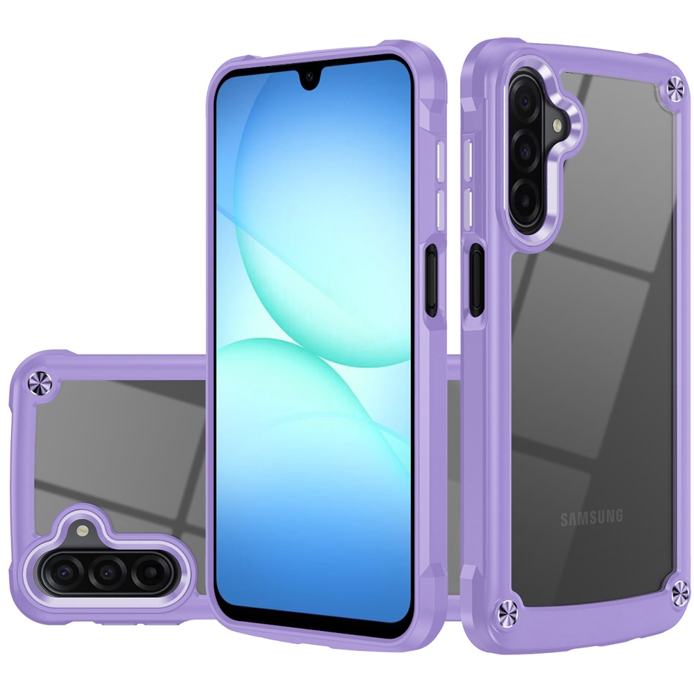 for samsung a17 5g ultimate casex transparent hybrid case with metal buttons and camera edges light purple