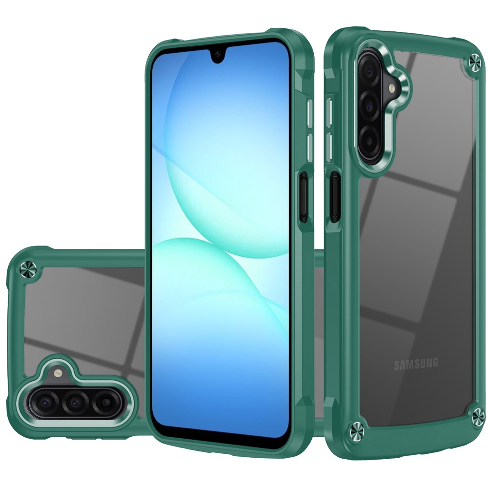for samsung a17 5g ultimate casex transparent hybrid case with metal buttons and camera edges midnight green
