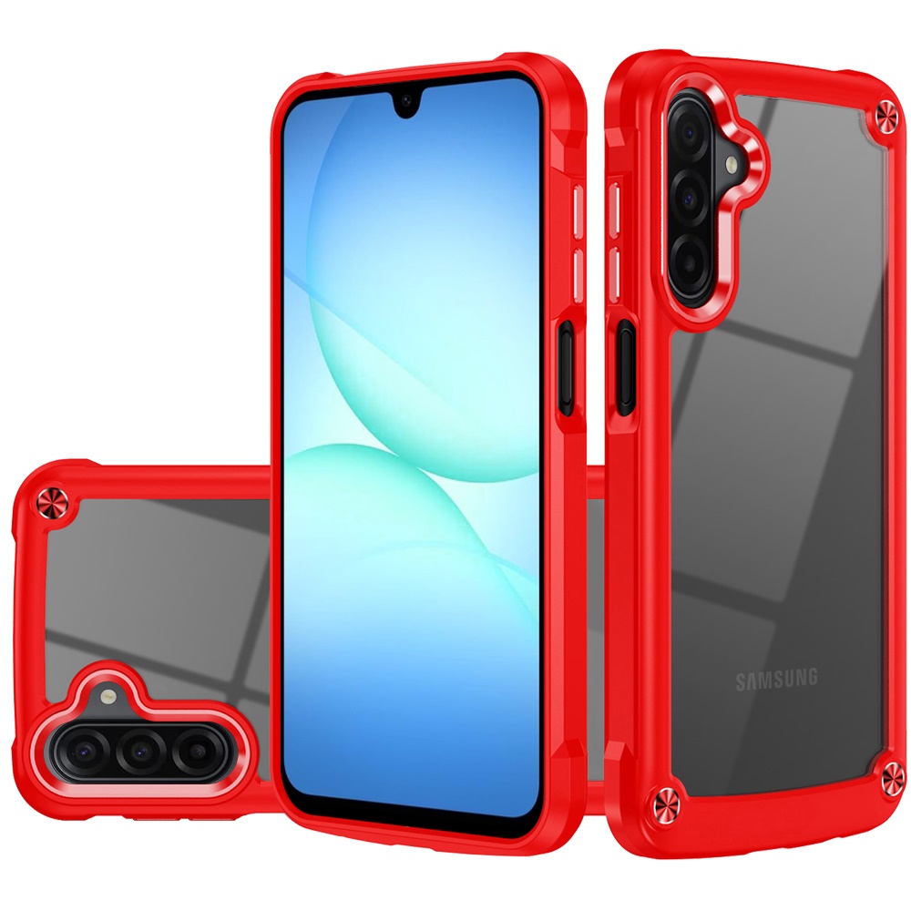 for samsung a17 5g ultimate casex transparent hybrid case with metal buttons and camera edges red