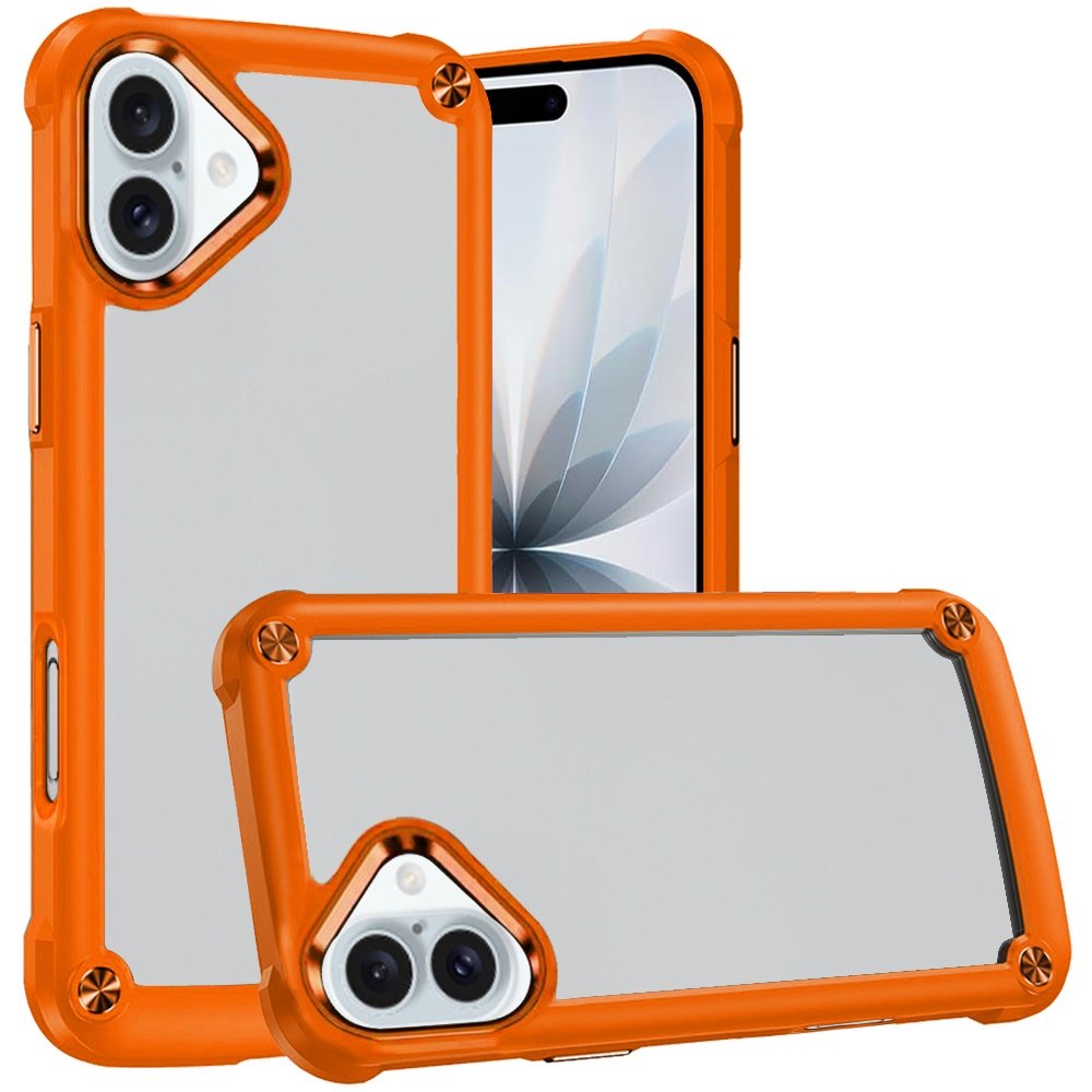 for iphone 17 ultimate casex transparent hybrid case with metal buttons and camera edges cosmic orange
