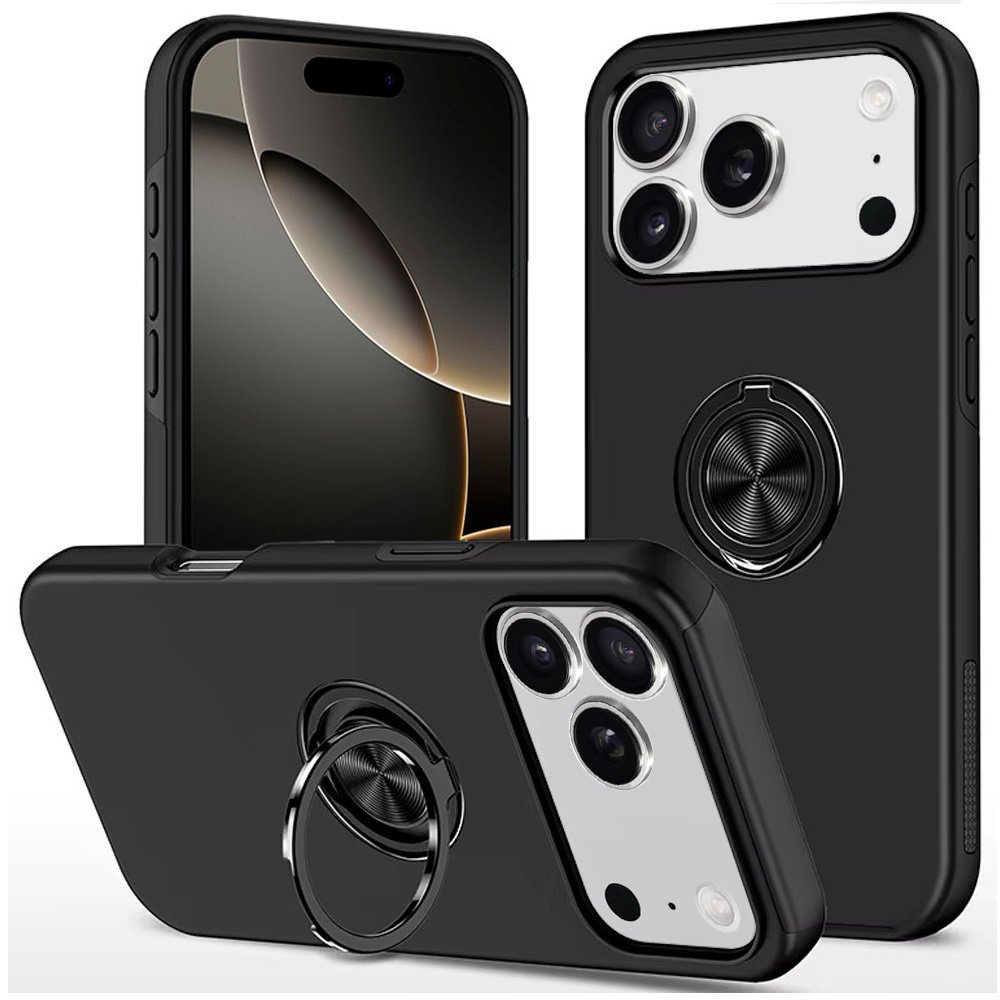 for iphone 17 pro max chief oil painted magnetic ring stand hybrid case cover black