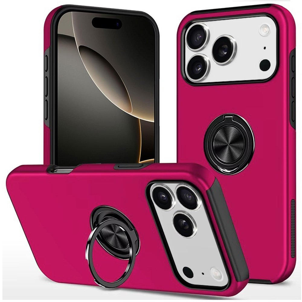 for iphone 17 pro max chief oil painted magnetic ring stand hybrid case cover hot pink