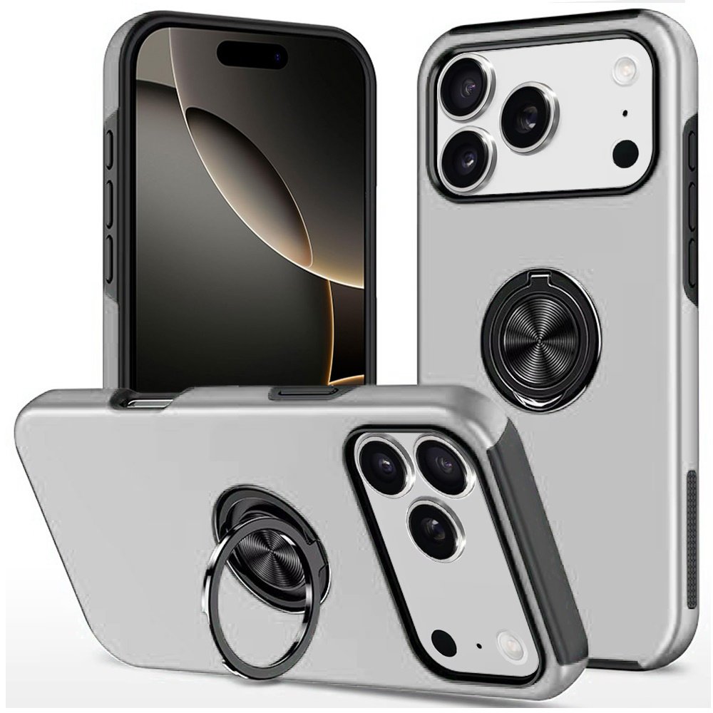 for iphone 17 pro max chief oil painted magnetic ring stand hybrid case cover silver