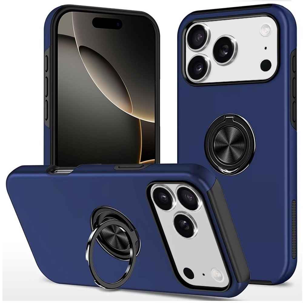 for iphone 17 pro chief oil painted magnetic ring stand hybrid case cover dark blue