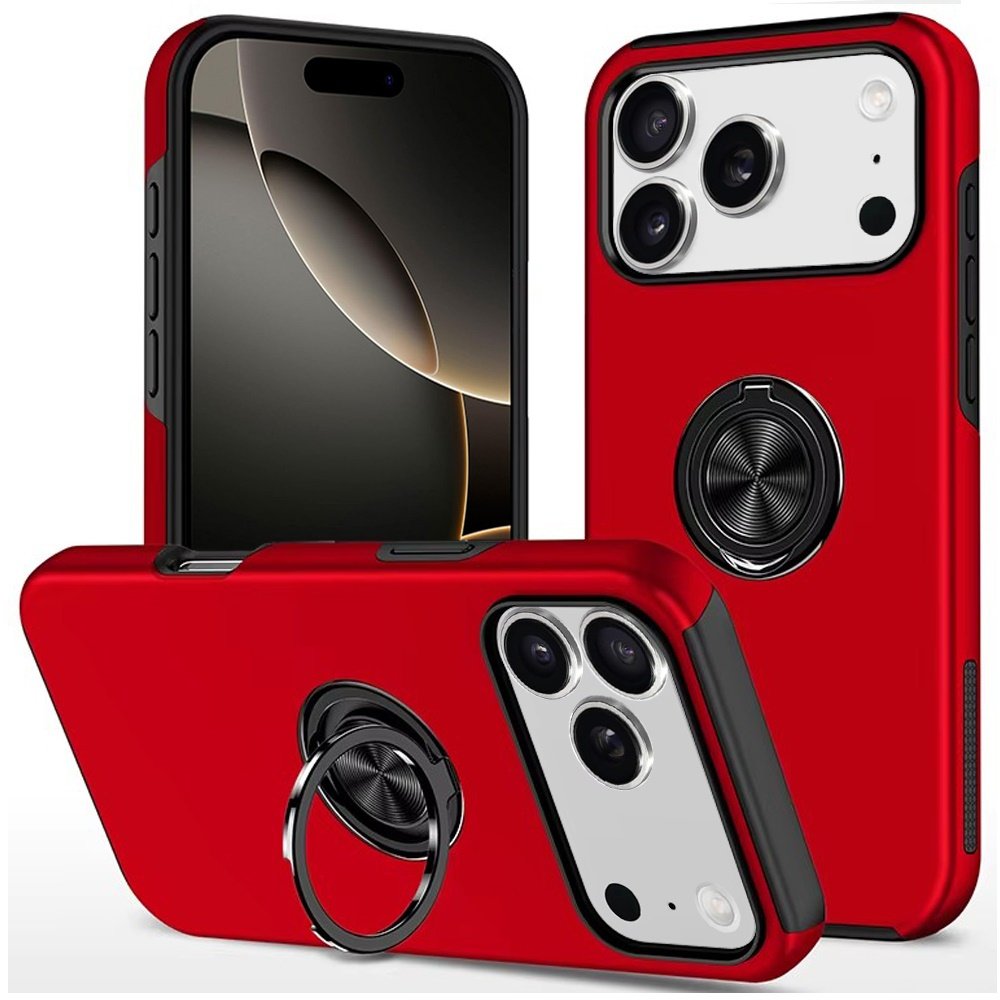 for iphone 17 pro chief oil painted magnetic ring stand hybrid case cover red