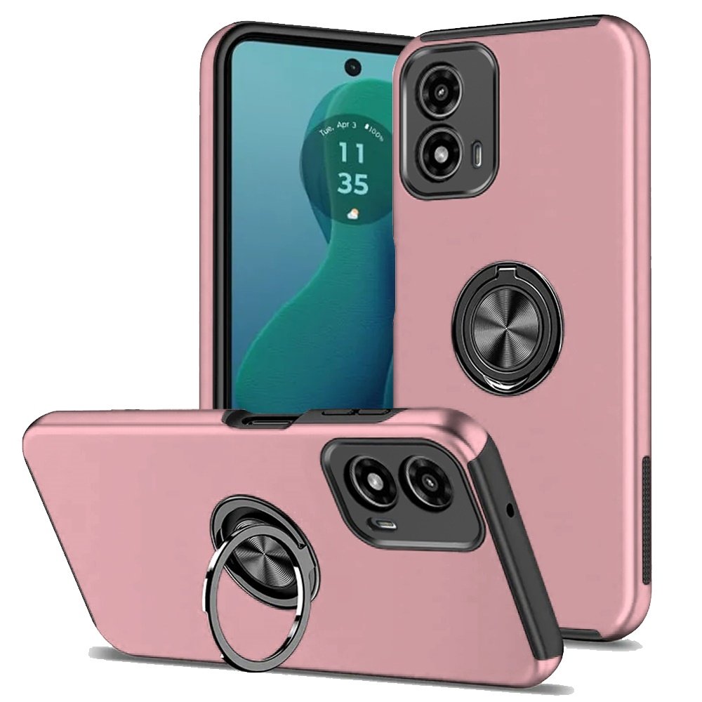 for motorola moto g 5g 2024 chief oil painted magnetic ring stand hybrid case cover pink