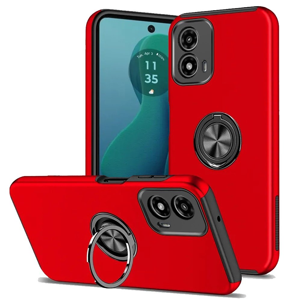 for motorola moto g 5g 2024 chief oil painted magnetic ring stand hybrid case cover red