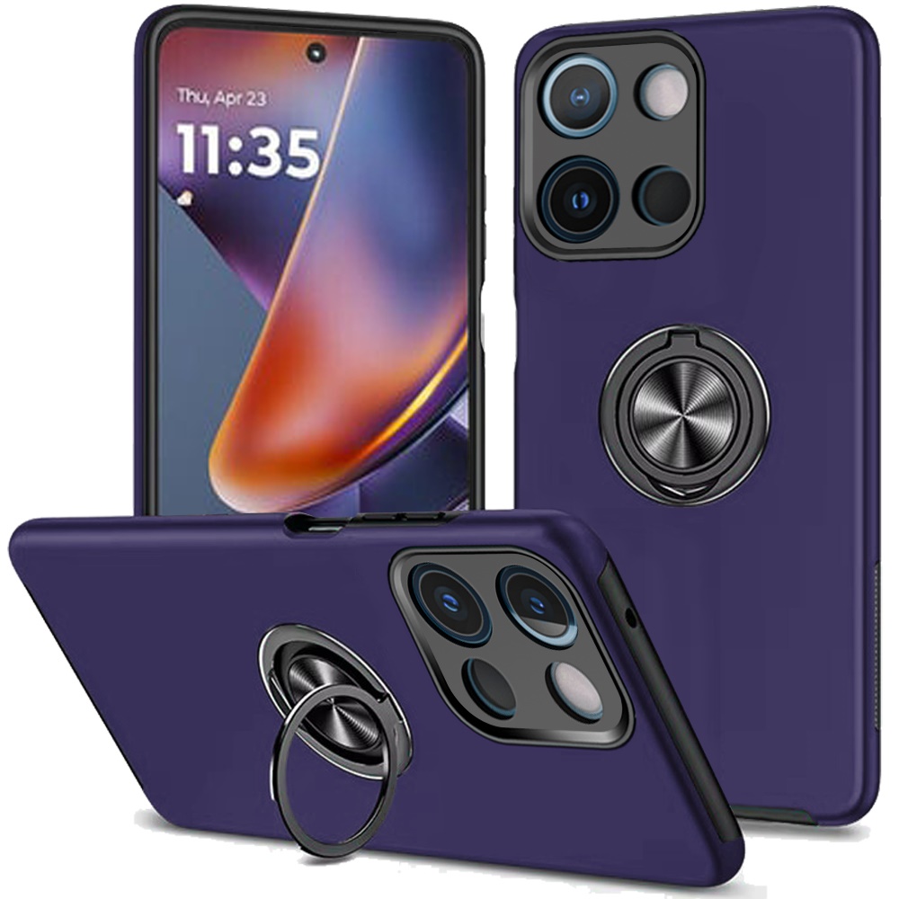 for moto g 5g 2025/2026 g play 2026 chief oil painted magnetic ring stand hybrid case cover dark purple