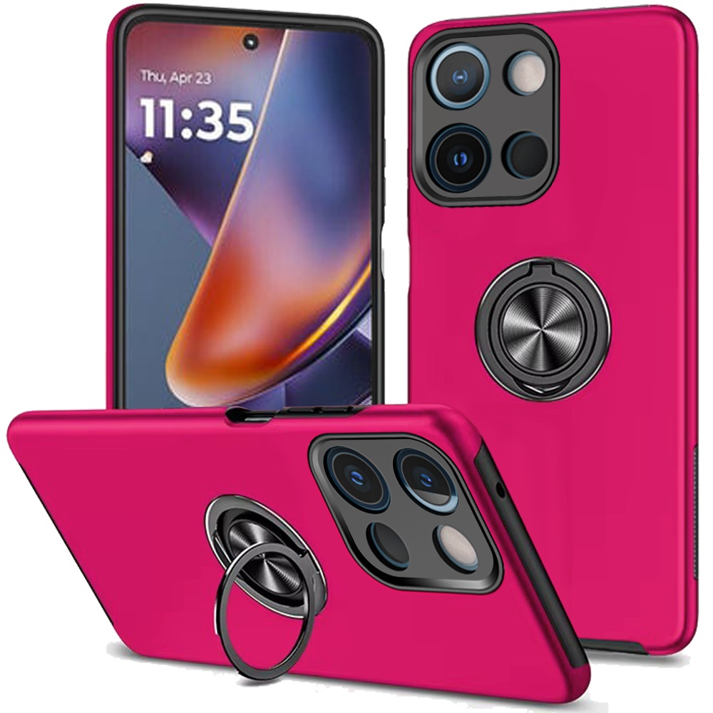 for moto g 5g 2025/2026 g play 2026 chief oil painted magnetic ring stand hybrid case cover hot pink
