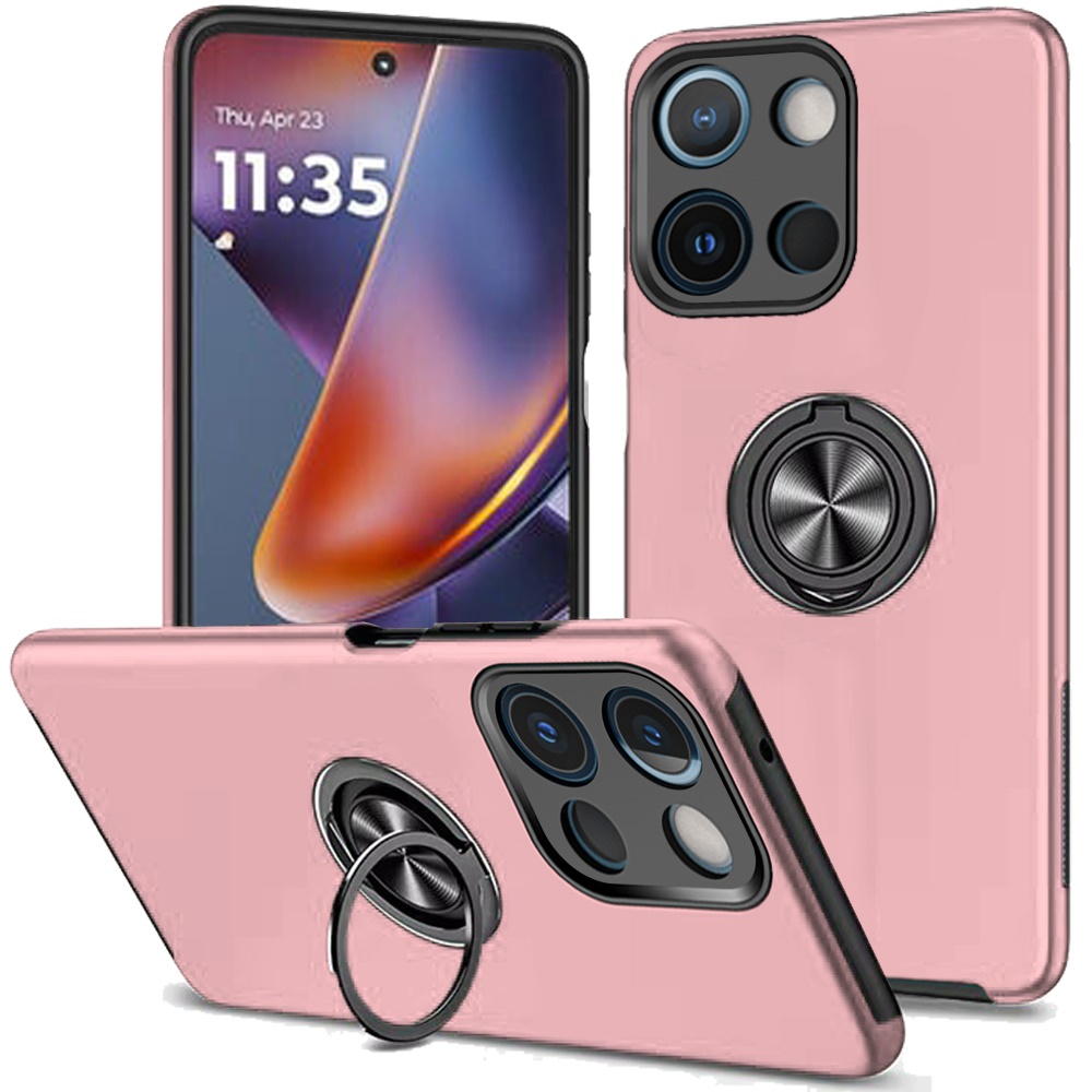 for moto g 5g 2025/2026 g play 2026 chief oil painted magnetic ring stand hybrid case cover rose gold
