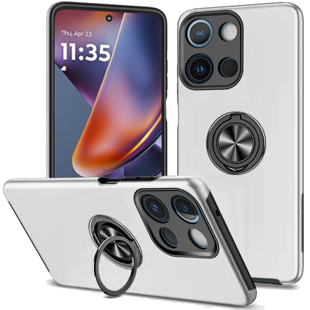 for moto g 5g 2025/2026 g play 2026 chief oil painted magnetic ring stand hybrid case cover silver