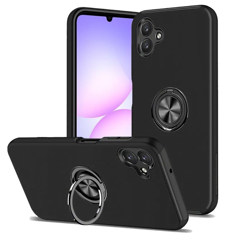for samsung galaxy a07 chief oil painted magnetic ring stand hybrid case cover black
