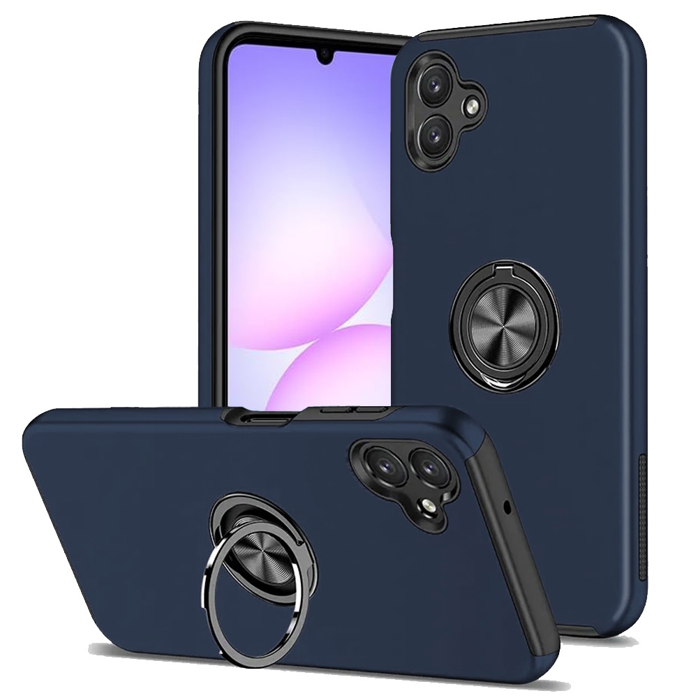 for samsung galaxy a07 chief oil painted magnetic ring stand hybrid case cover dark blue