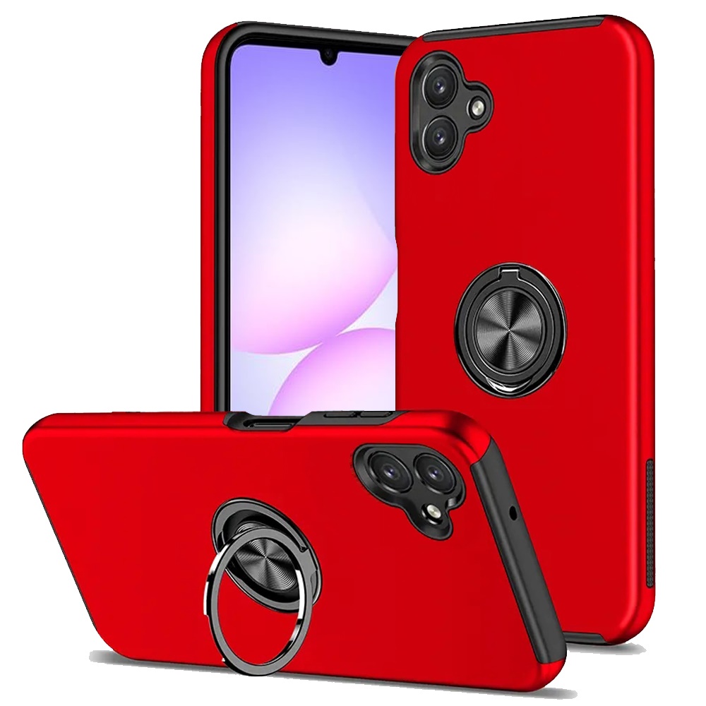 for samsung galaxy a07 chief oil painted magnetic ring stand hybrid case cover red