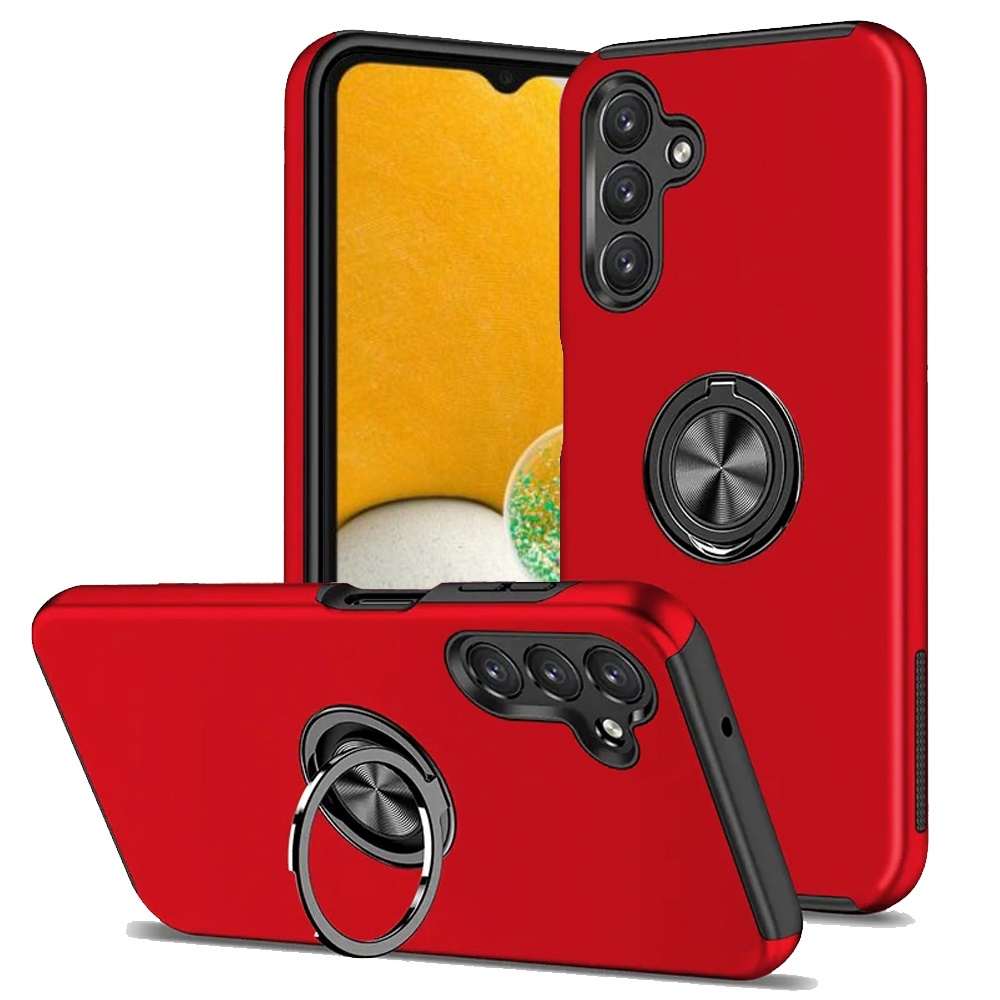 for samsung a13 5g chief oil painted magnetic ring stand hybrid case cover red