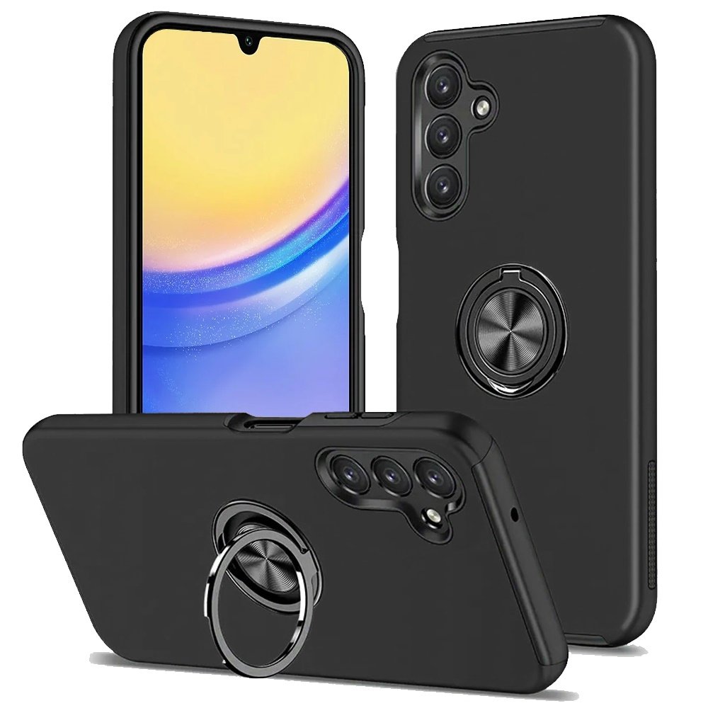for samsung a15 5g chief oil painted magnetic ring stand hybrid case cover black