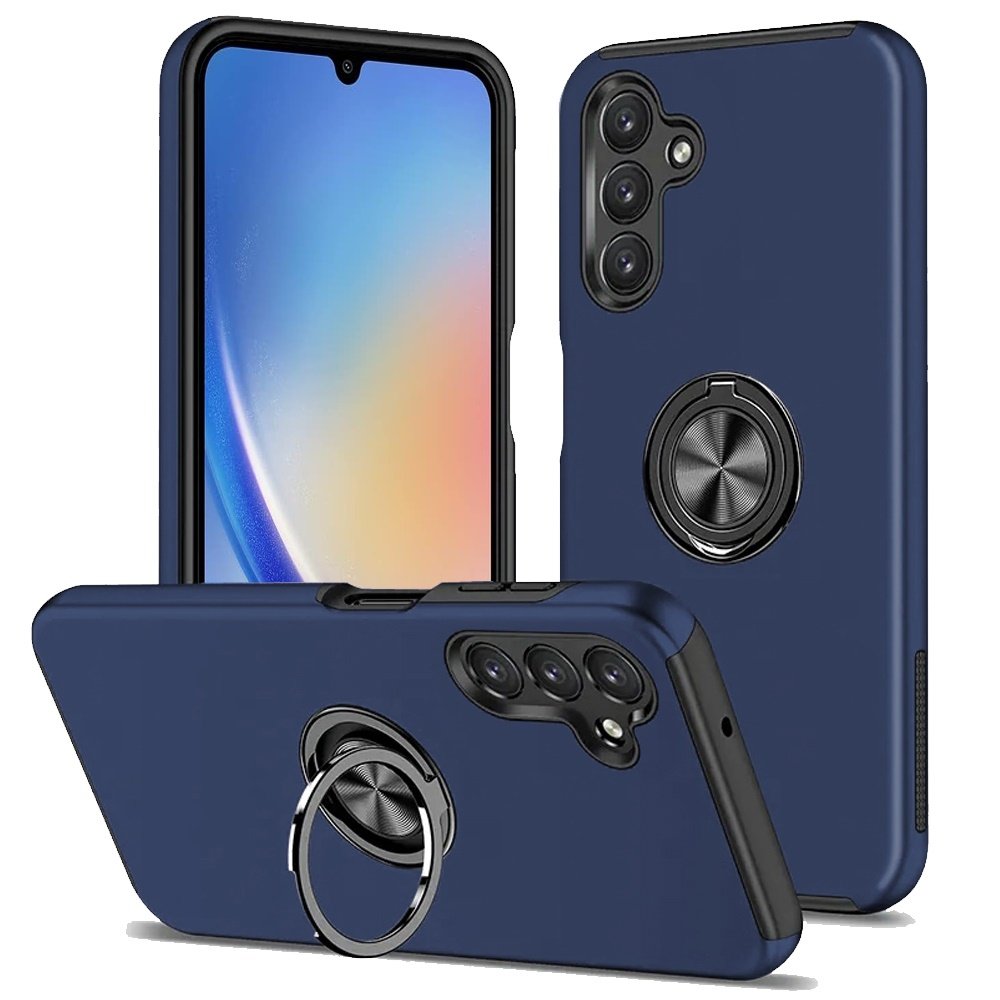 for samsung a15 5g chief oil painted magnetic ring stand hybrid case cover dark blue