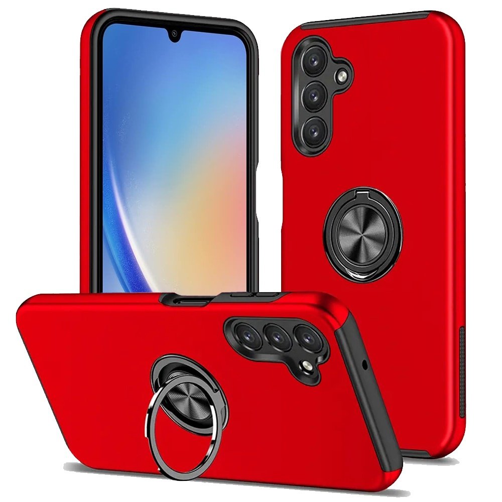 for samsung a15 5g chief oil painted magnetic ring stand hybrid case cover red