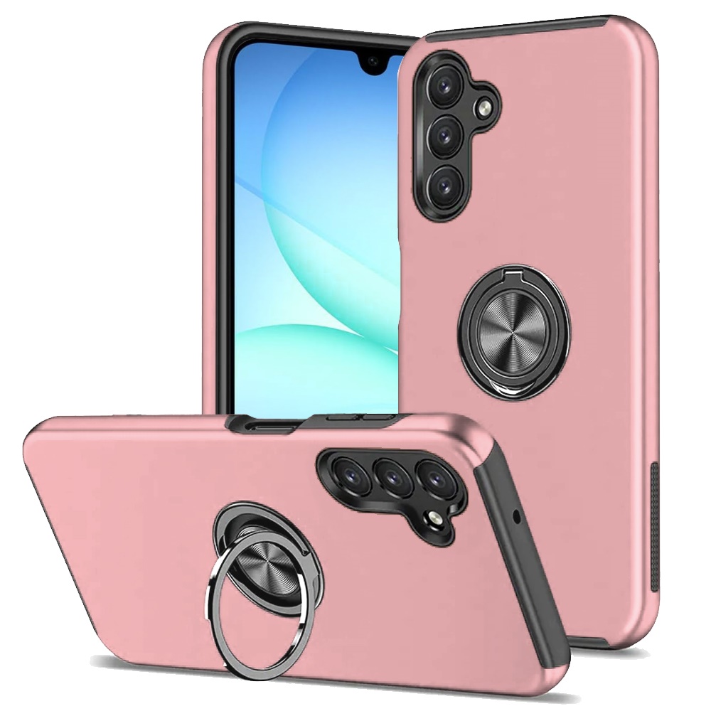 for samsung a17 5g chief oil painted magnetic ring stand hybrid case cover pink