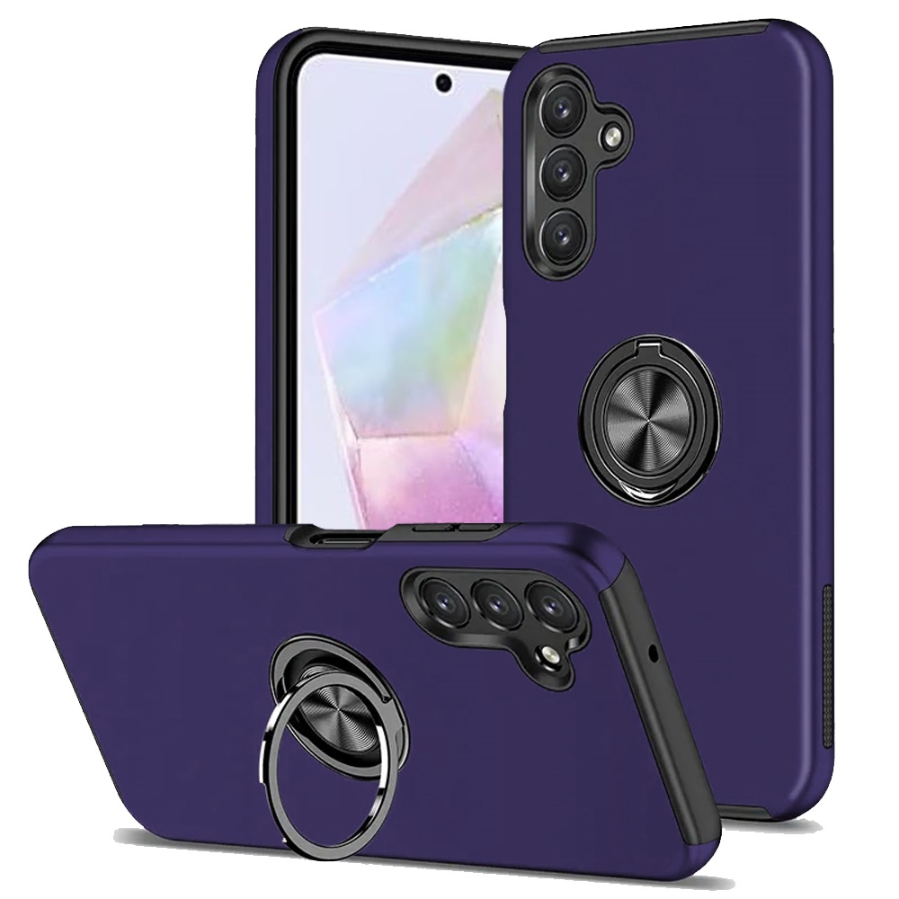for samsung galaxy a36 / a56 chief oil painted magnetic ring stand hybrid case cover dark purple