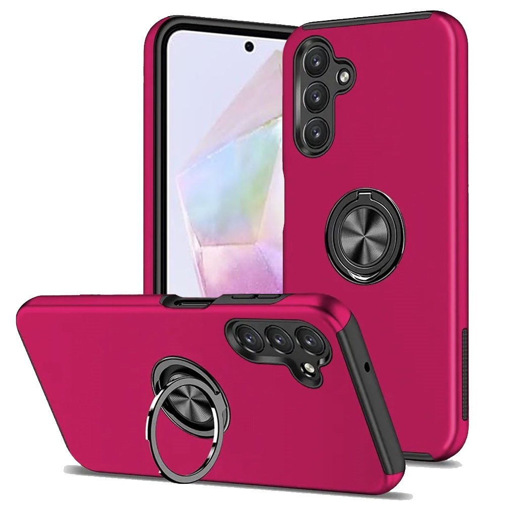 for samsung galaxy a36 / a56 chief oil painted magnetic ring stand hybrid case cover hot pink