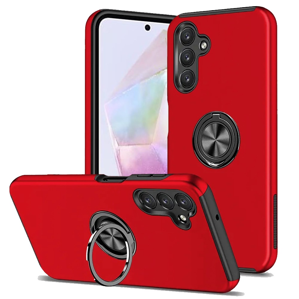 for samsung galaxy a36 / a56 chief oil painted magnetic ring stand hybrid case cover red