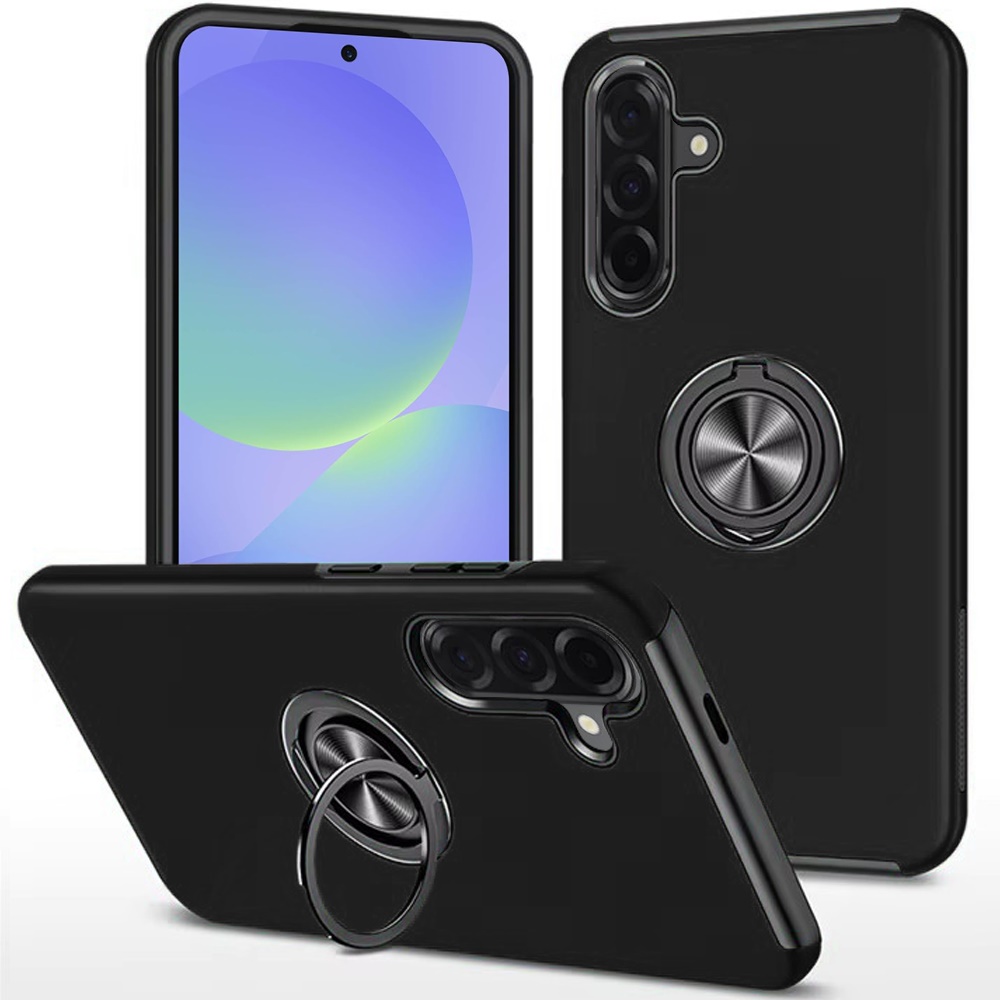for samsung galaxy a37 chief oil painted magnetic ring stand hybrid case cover black