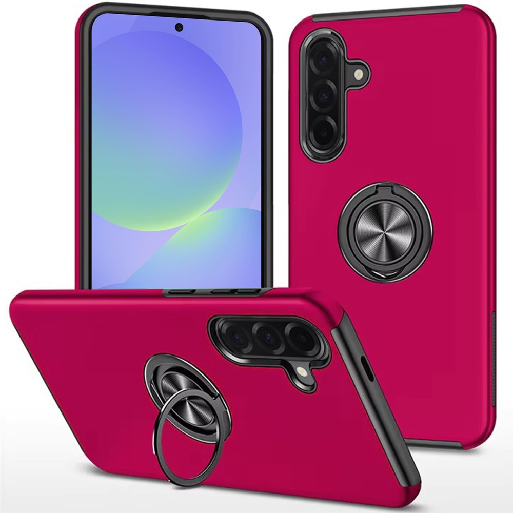 for samsung galaxy a37 chief oil painted magnetic ring stand hybrid case cover hot pink