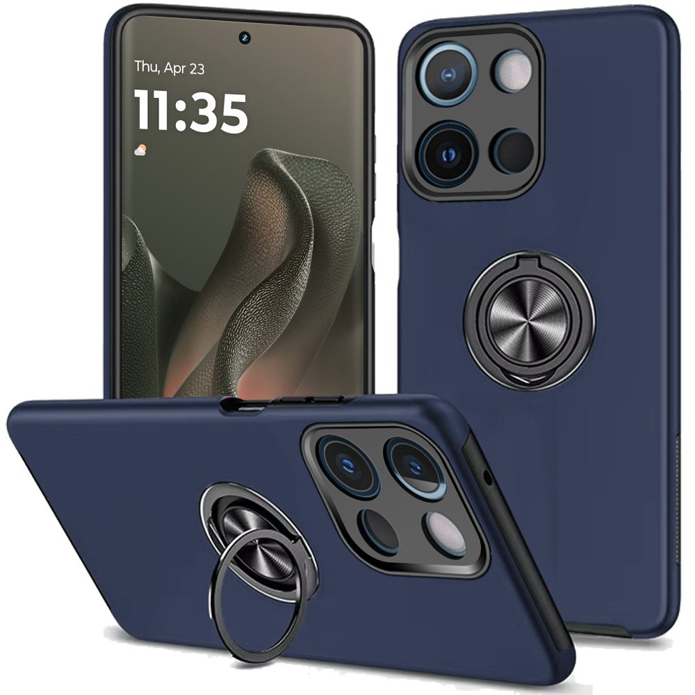 for motorola edge 2025 chief oil painted magnetic ring stand hybrid case cover dark blue