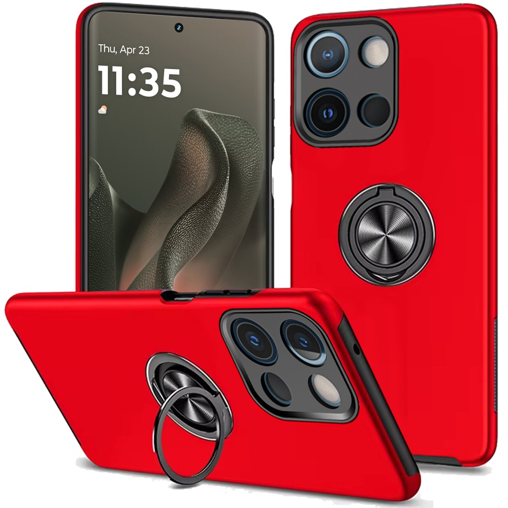 for motorola edge 2025 chief oil painted magnetic ring stand hybrid case cover red