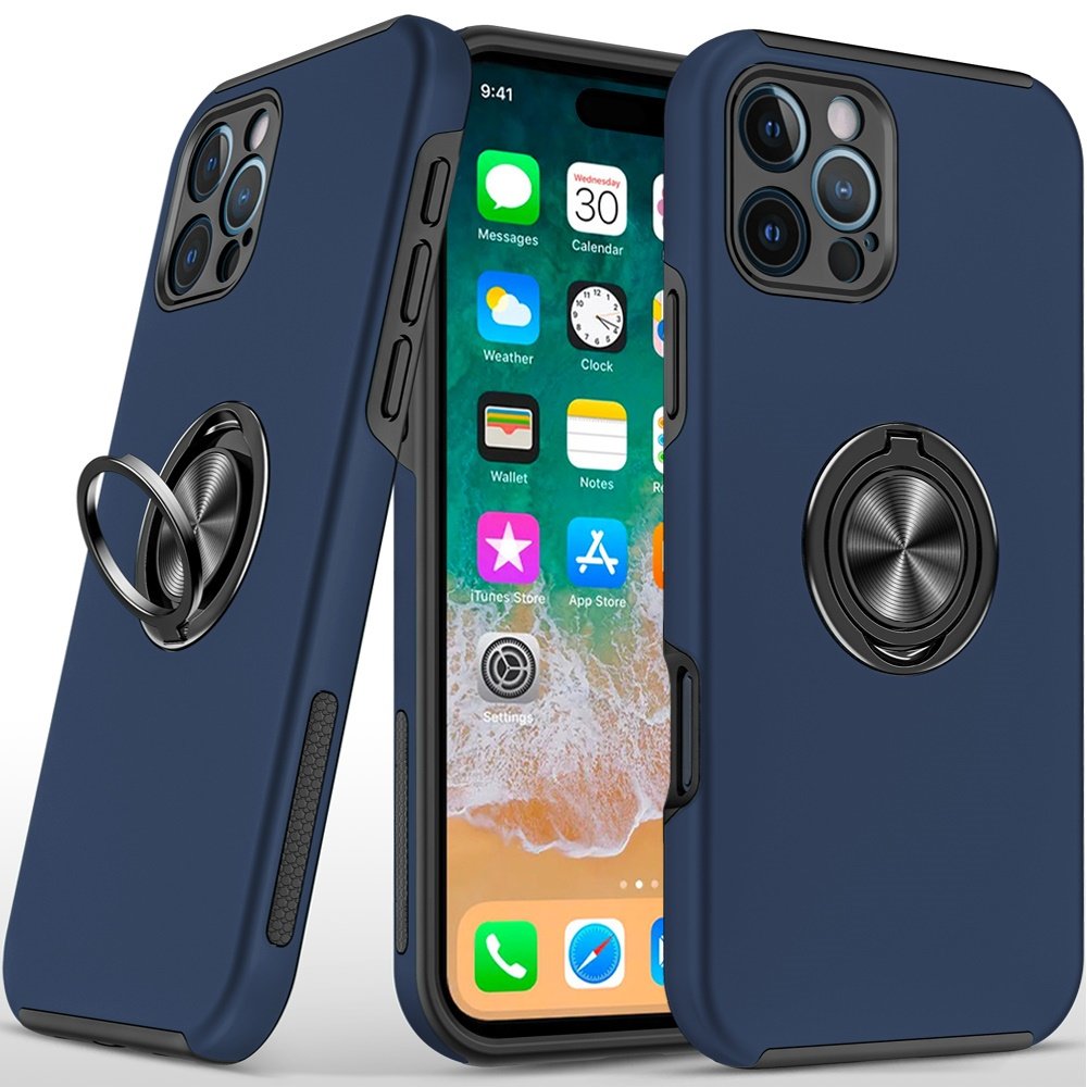 for iphone 16 pro max 6.9 inch chief oil painted magnetic ring stand hybrid case cover dark blue