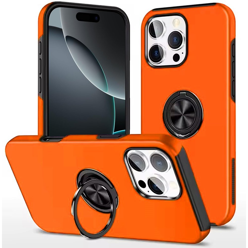 for iphone 16 pro max 6.9 inch chief oil painted magnetic ring stand hybrid case cover cosmic orange