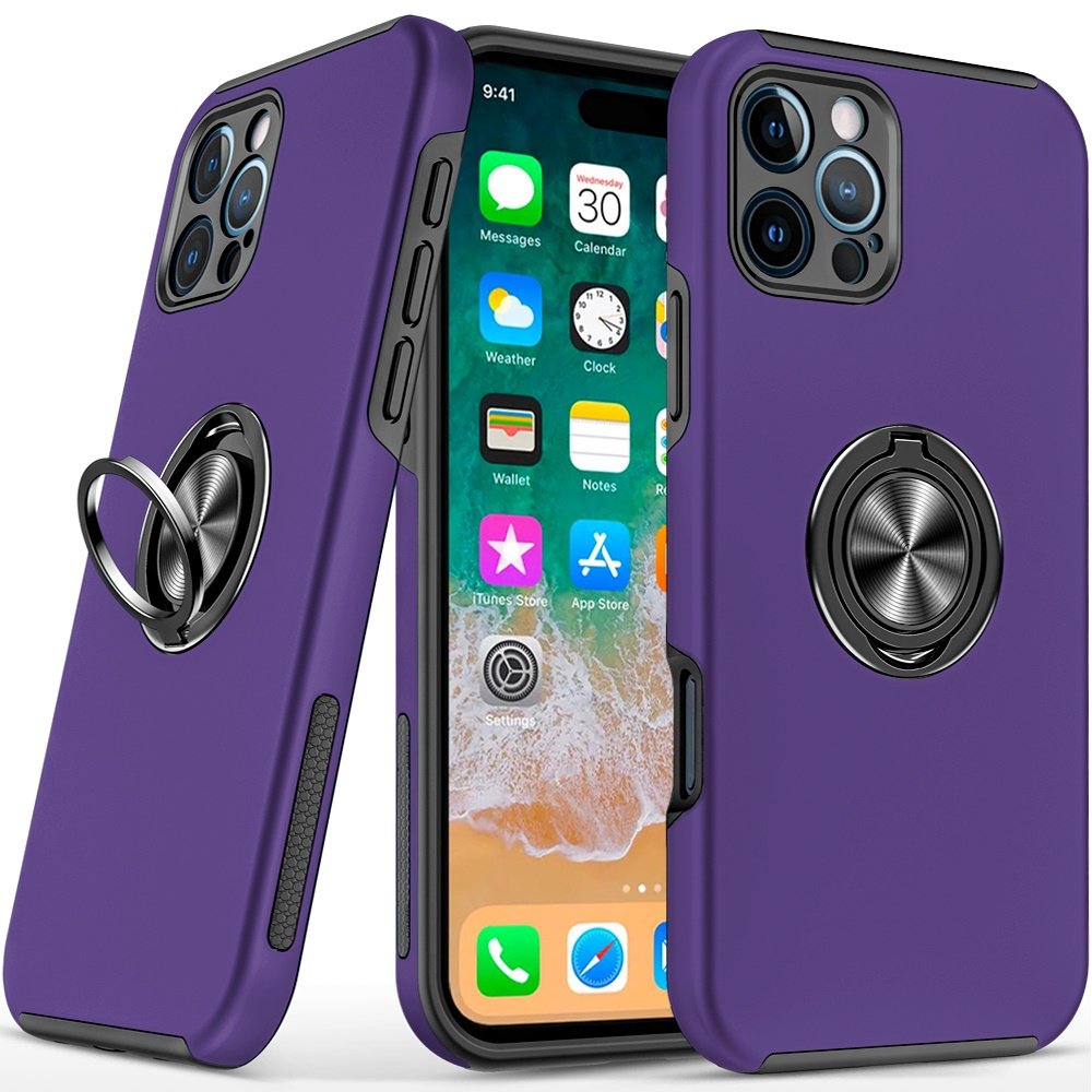 for iphone 16 pro max 6.9 inch chief oil painted magnetic ring stand hybrid case cover dark purple