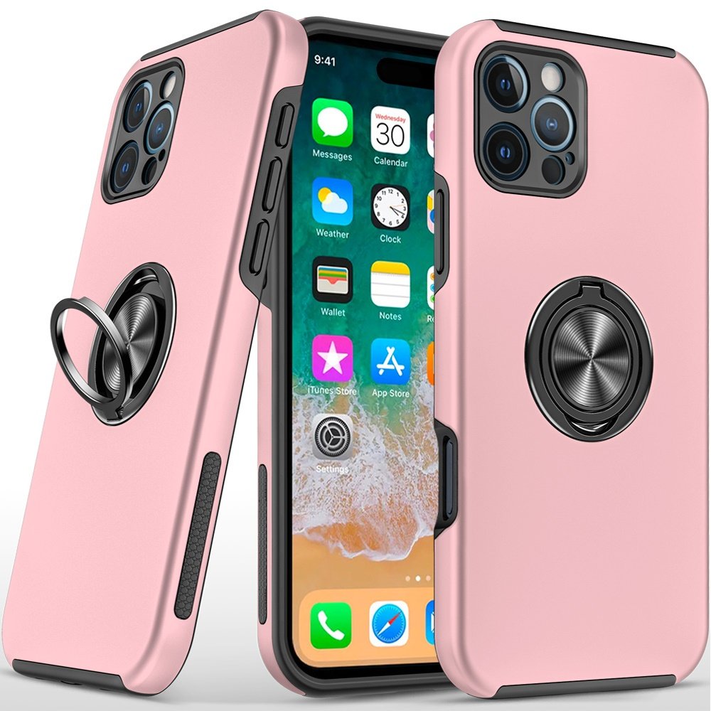 for iphone 16 pro max 6.9 inch chief oil painted magnetic ring stand hybrid case cover pink