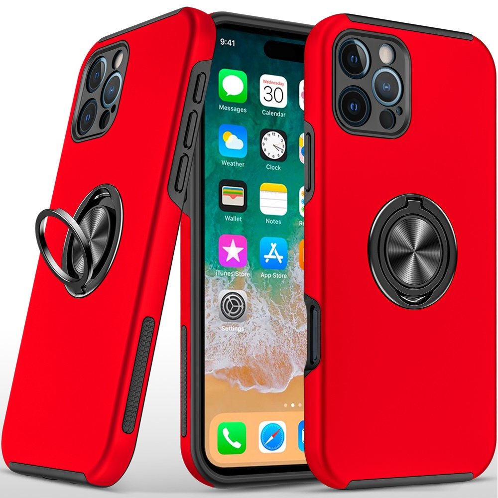 for iphone 16 pro max 6.9 inch chief oil painted magnetic ring stand hybrid case cover red