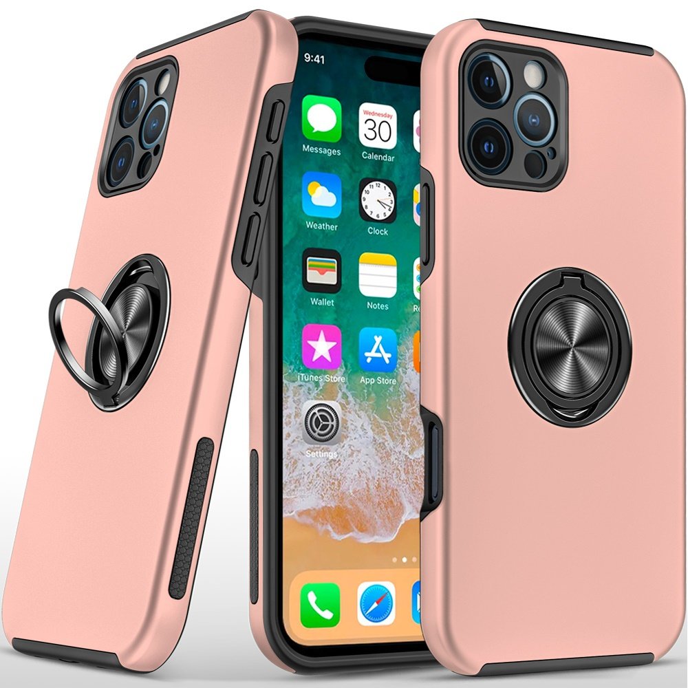for iphone 16 pro max 6.9 inch chief oil painted magnetic ring stand hybrid case cover rose gold