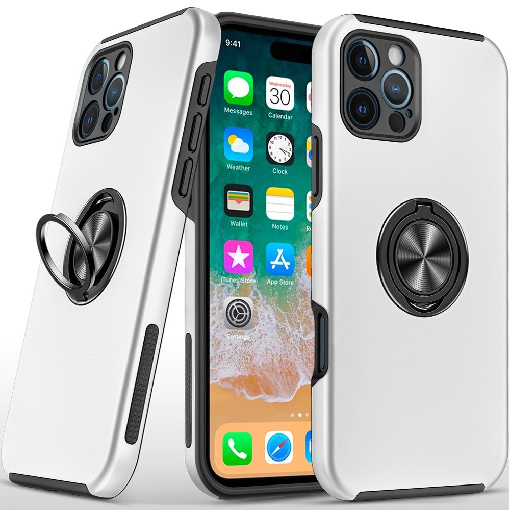 for iphone 16 pro max 6.9 inch chief oil painted magnetic ring stand hybrid case cover silver