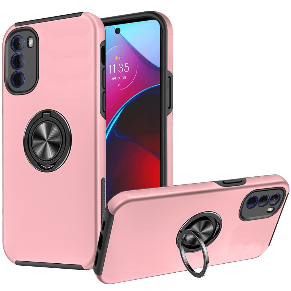 for ip15 pro max chief oil painted magnetic ring stand hybrid case cover rose gold