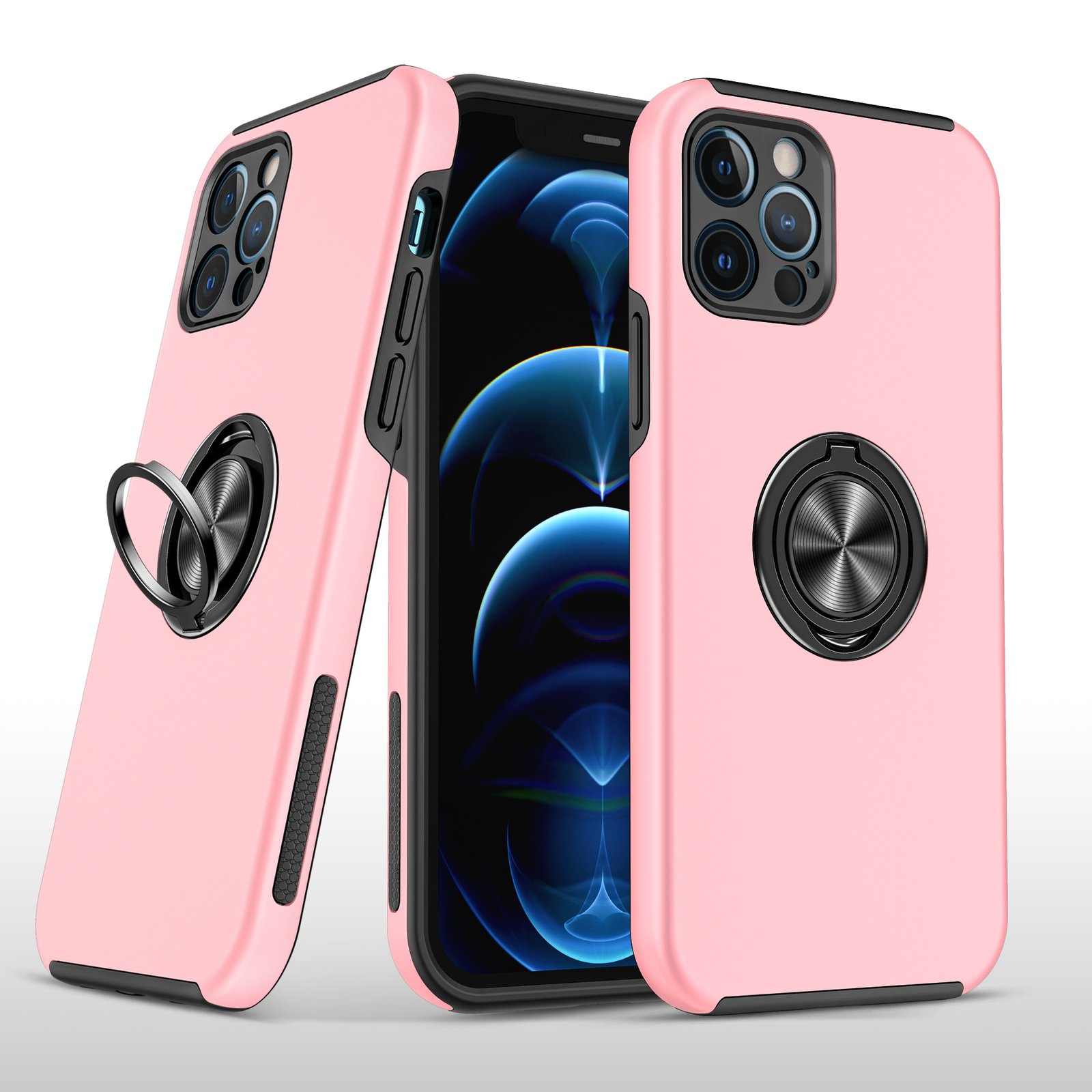 for iphone 13 pro max chief oil painted magnetic ring stand hybrid case cover pink