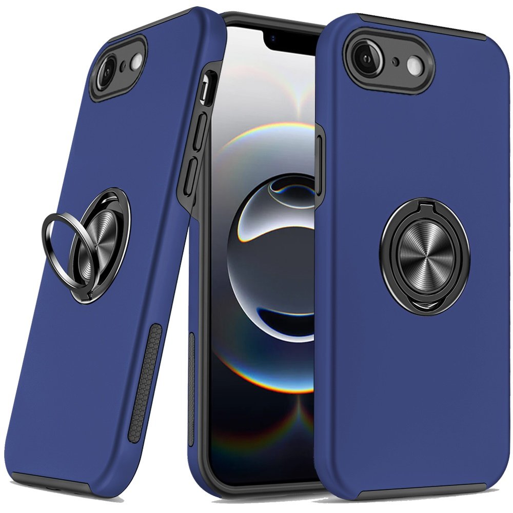 for iphone 17e / 16e / se4 chief oil painted magnetic ring stand hybrid case cover dark blue