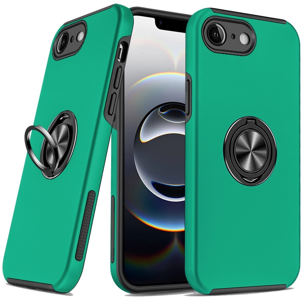 for iphone 17e / 16e / se4 chief oil painted magnetic ring stand hybrid case cover dark green