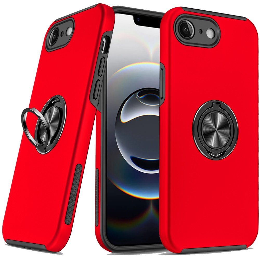 for iphone 17e / 16e / se4 chief oil painted magnetic ring stand hybrid case cover red