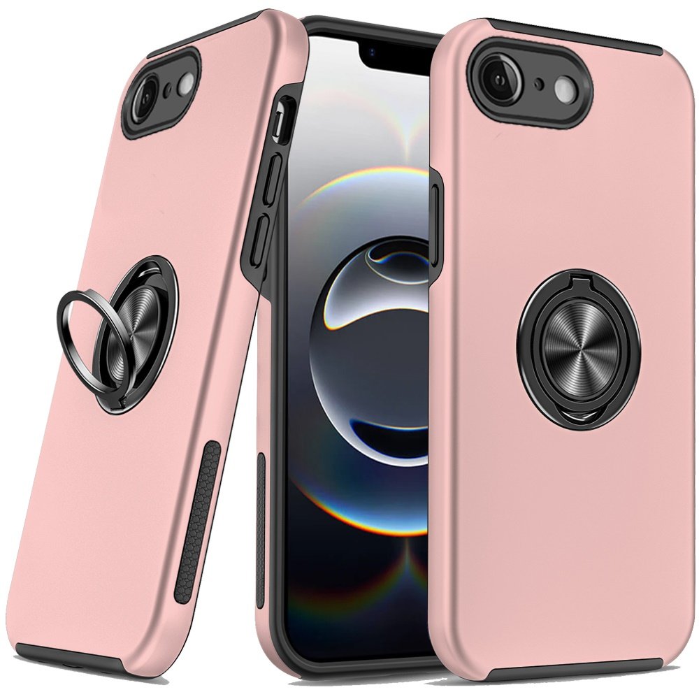 for iphone 17e / 16e / se4 chief oil painted magnetic ring stand hybrid case cover rose gold