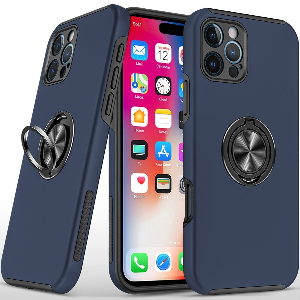 for iphone 16 pro 6.3 inch chief oil painted magnetic ring stand hybrid case cover dark blue