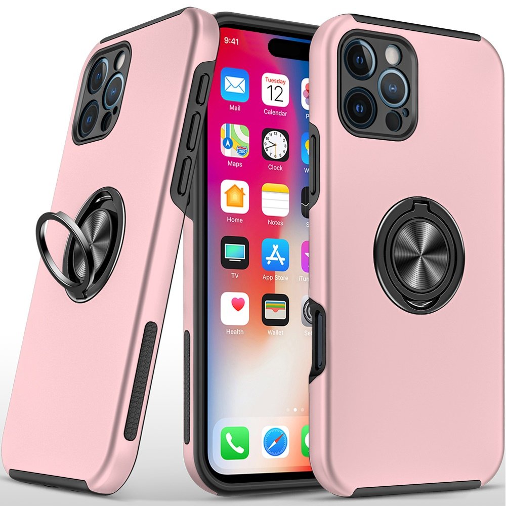 for iphone 16 pro 6.3 inch chief oil painted magnetic ring stand hybrid case cover pink