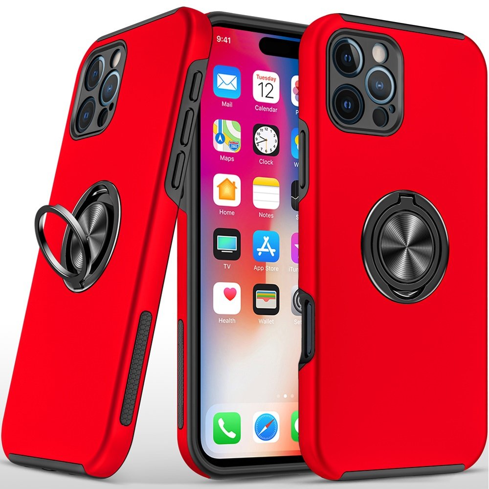 for iphone 16 pro 6.3 inch chief oil painted magnetic ring stand hybrid case cover red