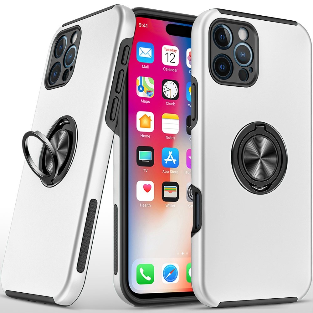 for iphone 16 pro 6.3 inch chief oil painted magnetic ring stand hybrid case cover silver